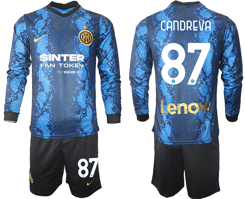 Men 2021-2022 Club Inter Milan home blue Long Sleeve #87 Soccer Jersey->juventus jersey->Soccer Club Jersey